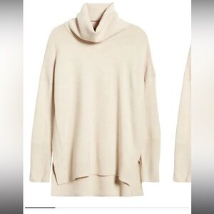 French Connection Babysoft Cowl Turtleneck Sweater in Light Oatmeal size XS